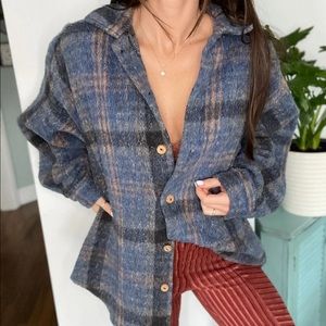 Vintage Mexican chunky oversized plaid shacket